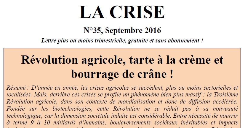 Révolution agricole, tarte à la crème et bourrage de crâne !