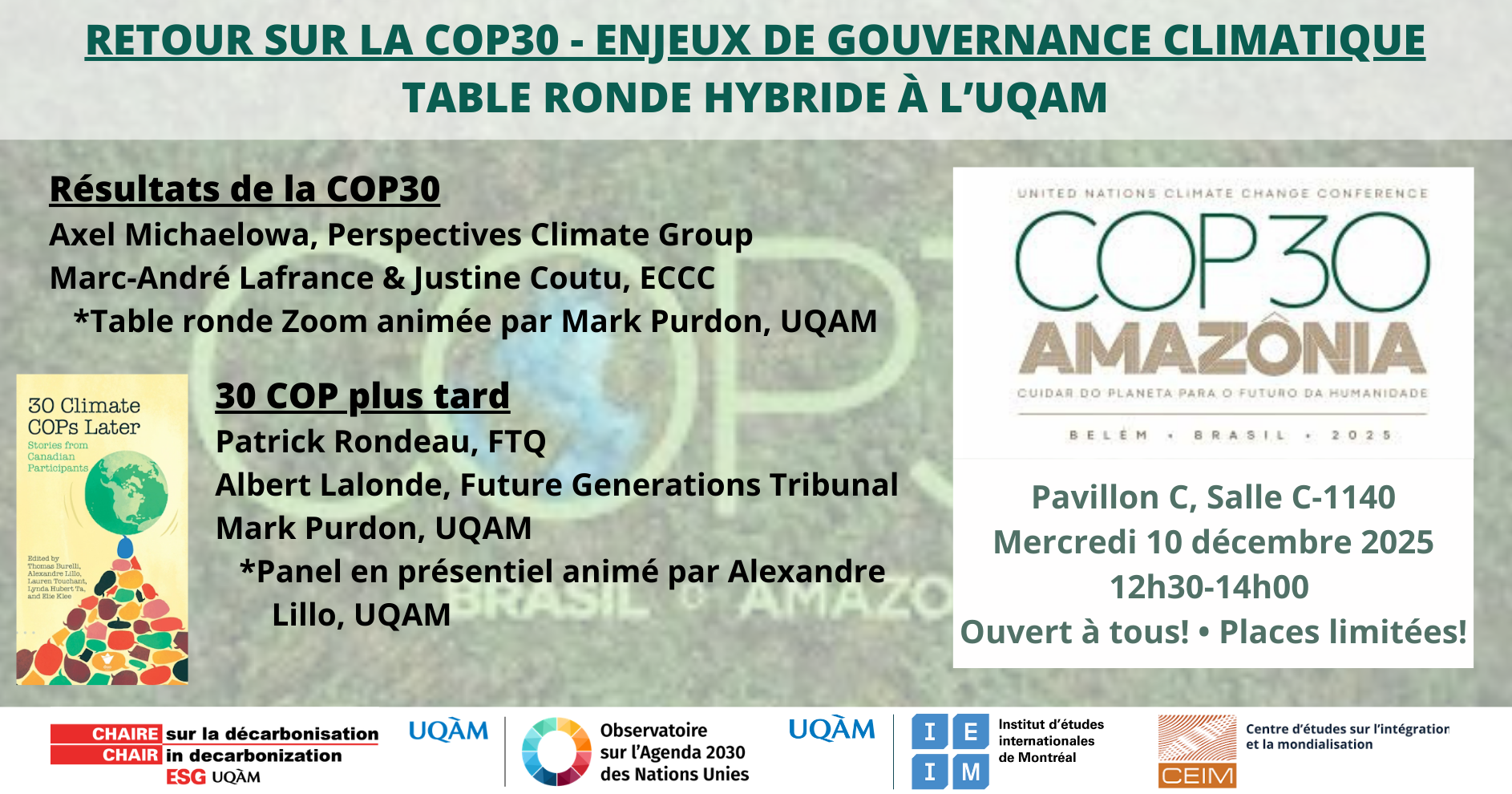 RETOUR SUR LA COP30 : ENJEUX DE GOUVERNANCE CLIMATIQUE