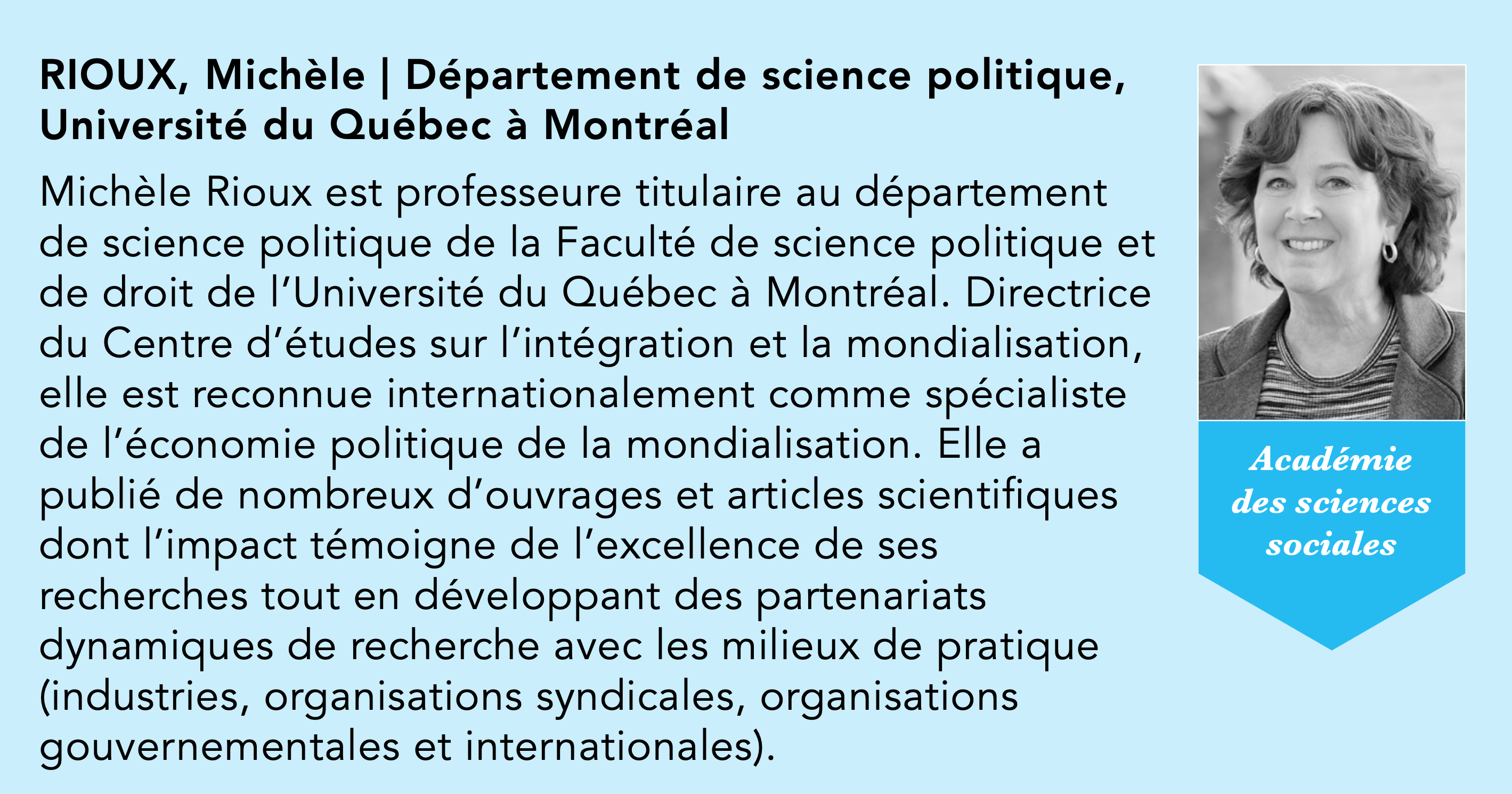 Félicitations à la professeure Michèle Rioux ! Nouvelle membre de la SRC : Société Royale du Canada 