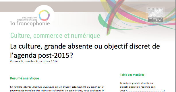 La culture, grande absente ou objectif discret de l'agenda post-2015 ?