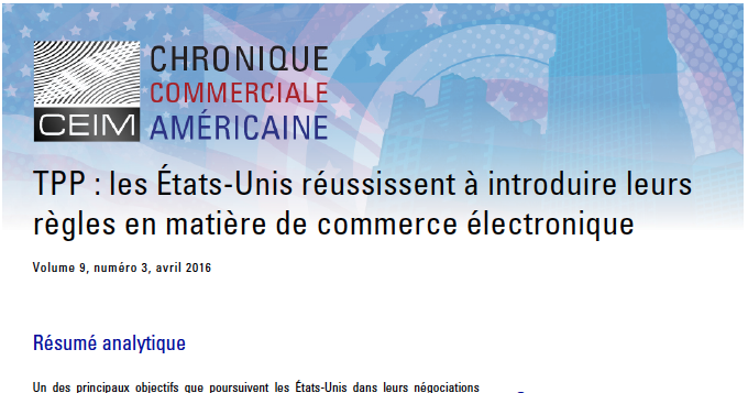 TPP : les États-Unis réussissent à introduire leurs règles en matière de commerce électronique 