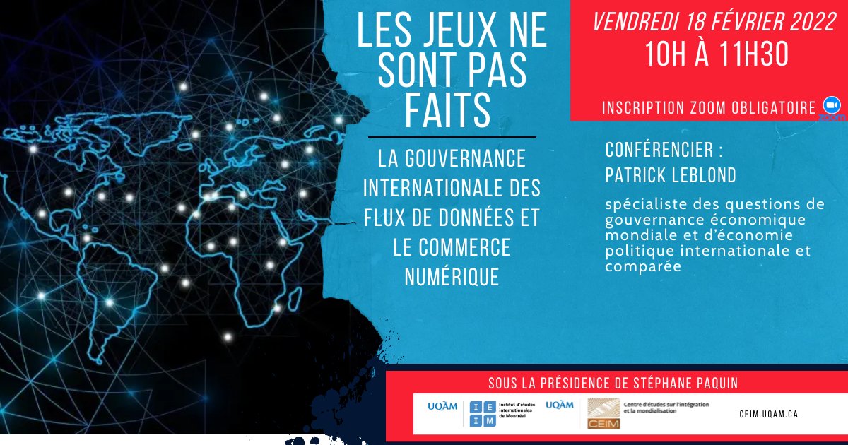 Les jeux ne sont pas faits : la gouvernance internationale des flux de données et le commerce numérique 