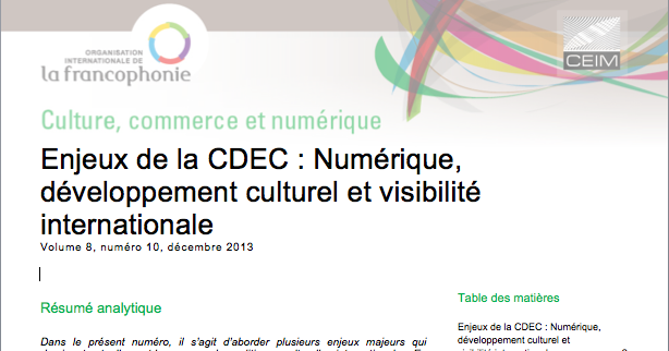 Enjeux de la CDEC : Numérique, développement culturel et visibilité internationale