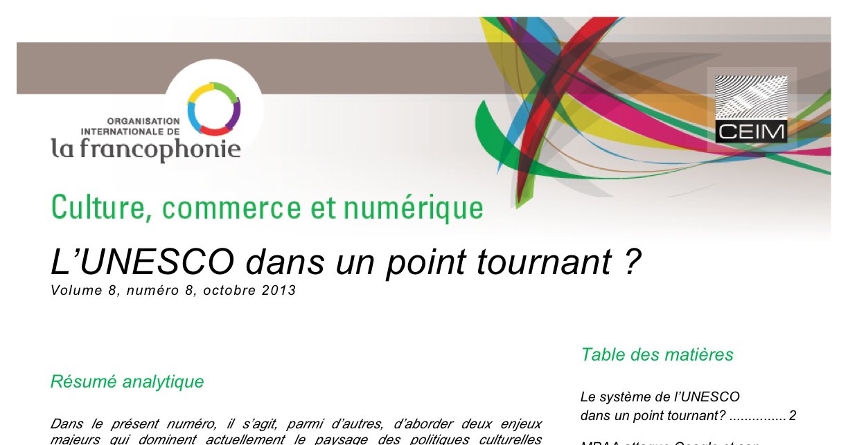 L'UNESCO dans un point tournant ? 